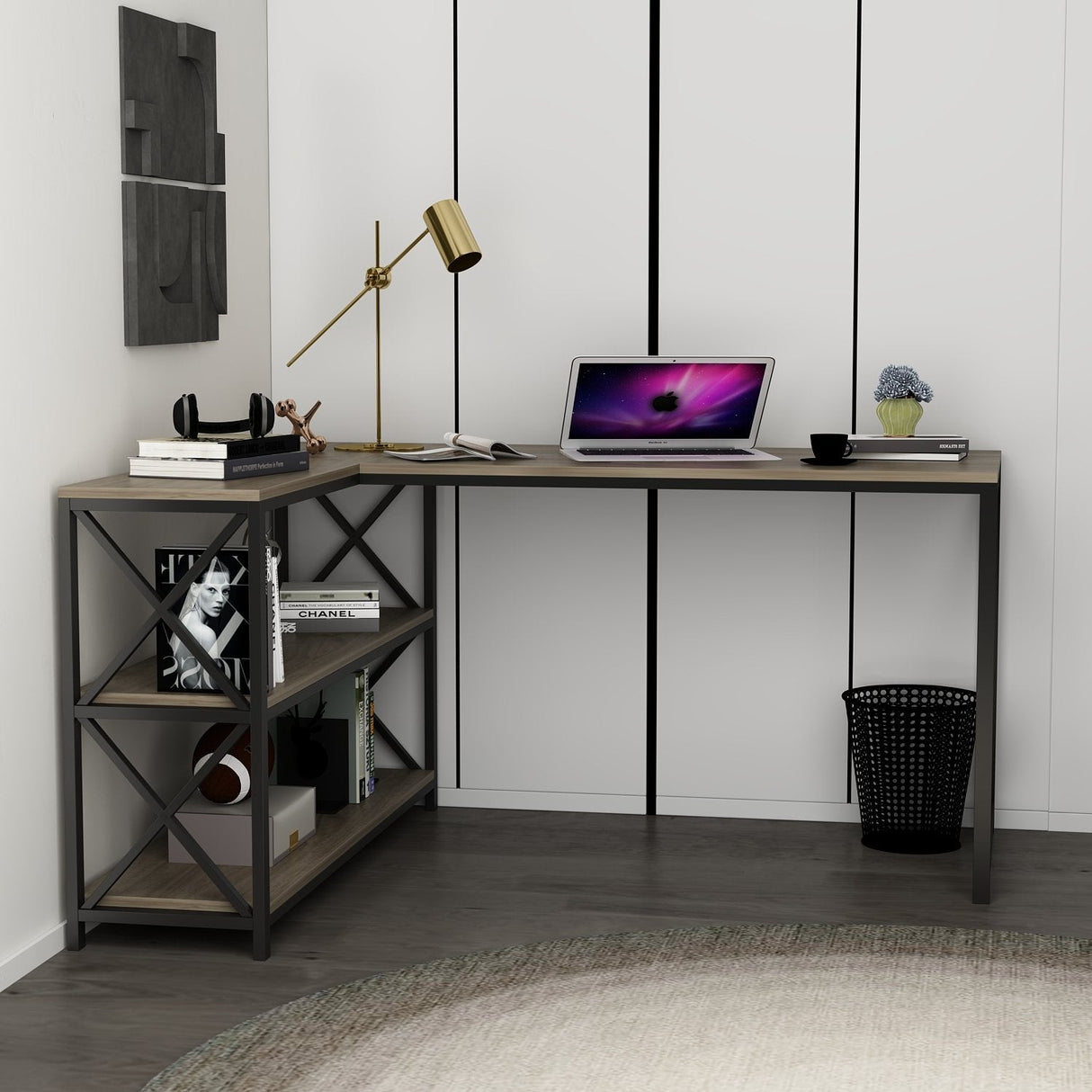 Birou Flexy L, Diverse culori, 150x120x75 cm - Maro - Negru | SKU: 145NDC1159 | Birou Flexy L, 150x120x75 cm, varianta Maro - Negru, produs pentru amenajarea locuinței, disponibil online în România la CasaMob