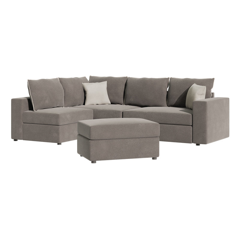 Canapea reversibila London stofa gri perne, gri deschis, 296x246x95 cm