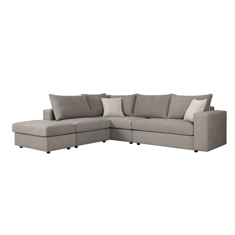 Canapea reversibila London stofa gri perne, gri deschis, 296x246x95 cm