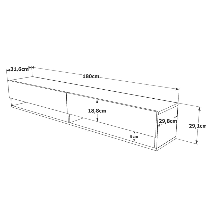 Comoda TV de perete Handra cu raft , antracit-stejar 180x32x30cm - Comoda TV de perete Handra cu raft , antracit-stejar 180x32x30cm