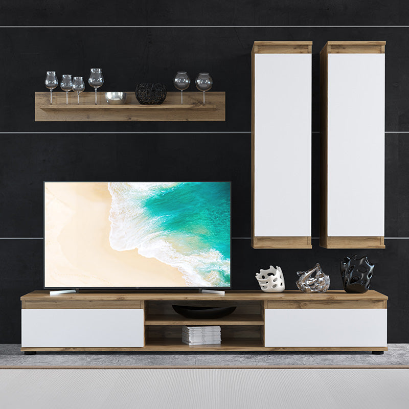 Comoda TV Sandro nuc-alb 175x37x160cm