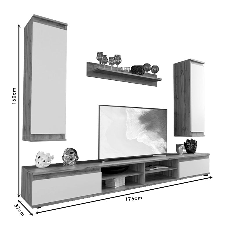 Comoda TV Sandro nuc-alb 175x37x160cm