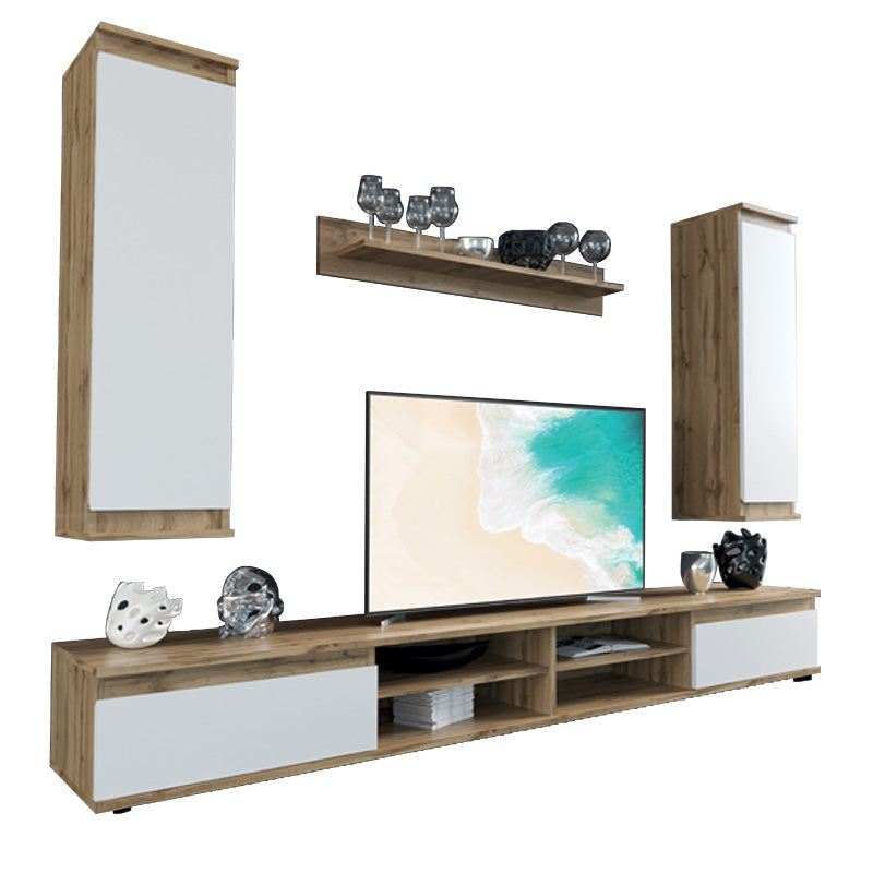 Comoda TV Sandro nuc-alb 175x37x160cm