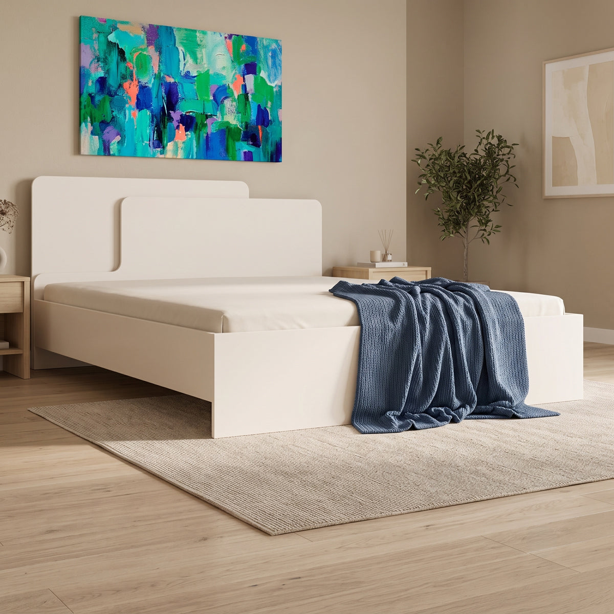 Pat dublu Lucabel, Crem, 160x200 cm