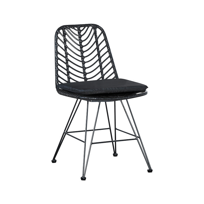 Masă de sufragerie Naoki-Kliton II set de 7 din aluminiu antracit si pe rattan neagra 150x80x74cm