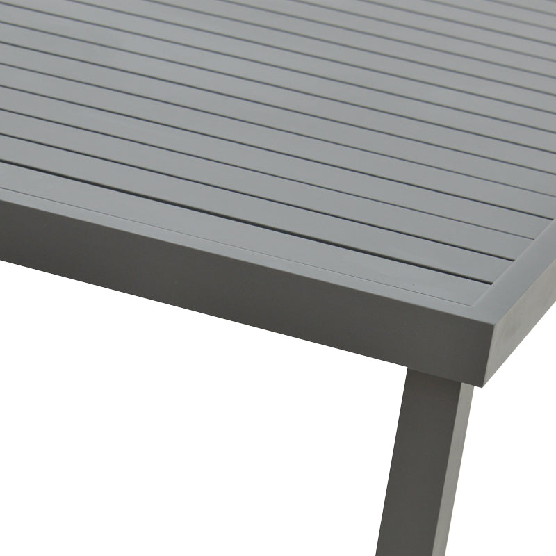 Masă de sufragerie Naoki-Kliton II set de 7 din aluminiu antracit si pe rattan neagra 150x80x74cm