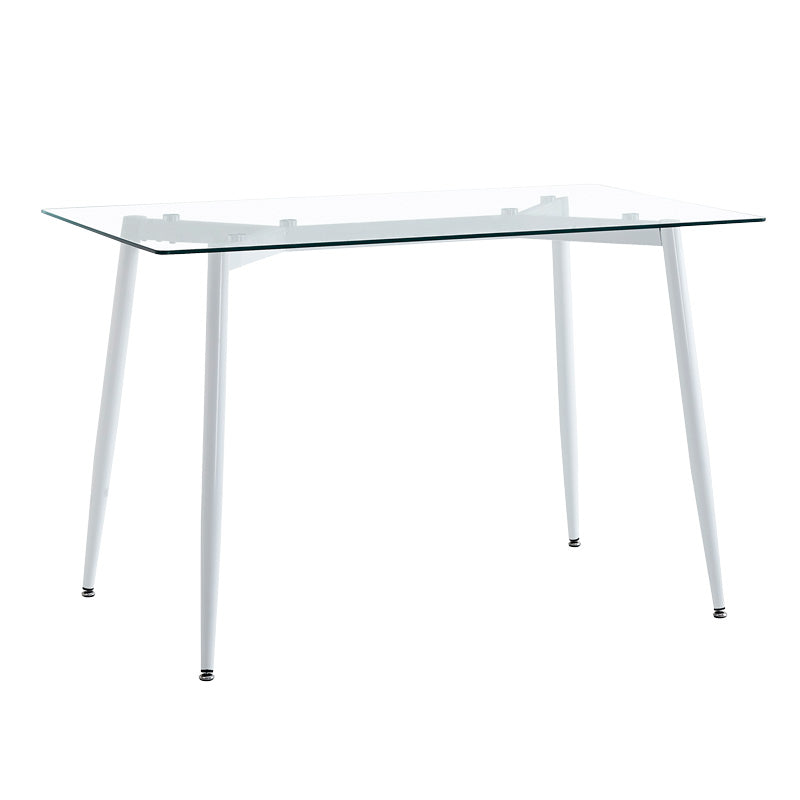 Set de Masa din sticla transparenta Quana-Parker cu 5 piese, picioare neagra, 120x70x75cm