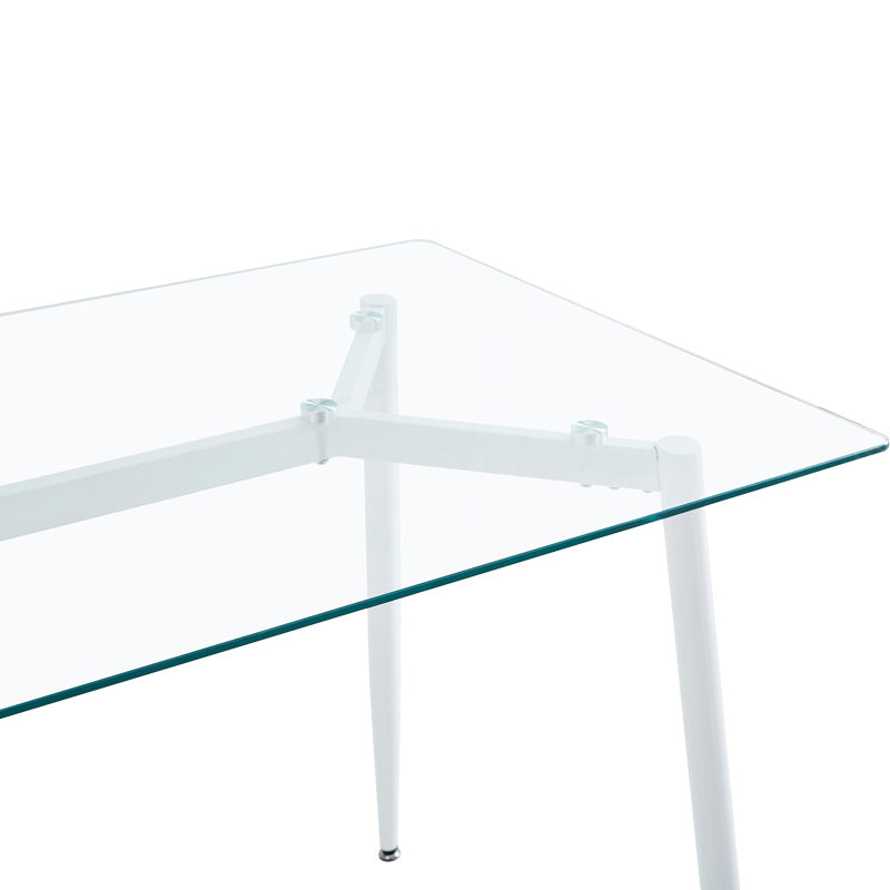 Set de Masa din sticla transparenta Quana-Parker cu 5 piese, picioare neagra, 120x70x75cm