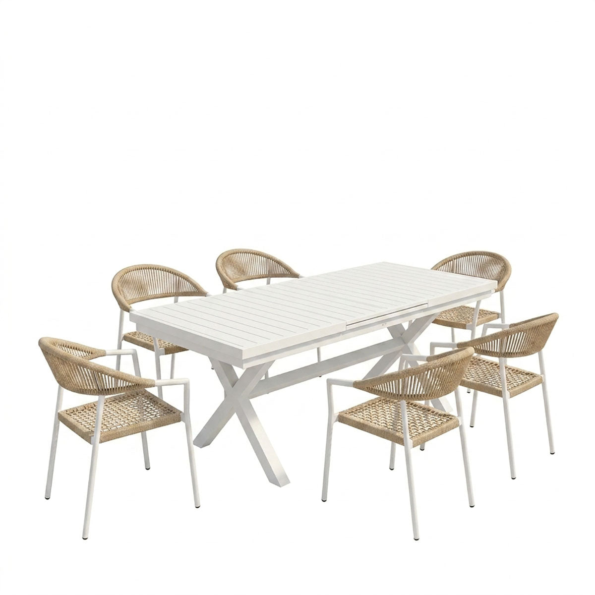 Set grădină Dagyn Ammos, Aluminiu, Alb, 240x90x76 cm