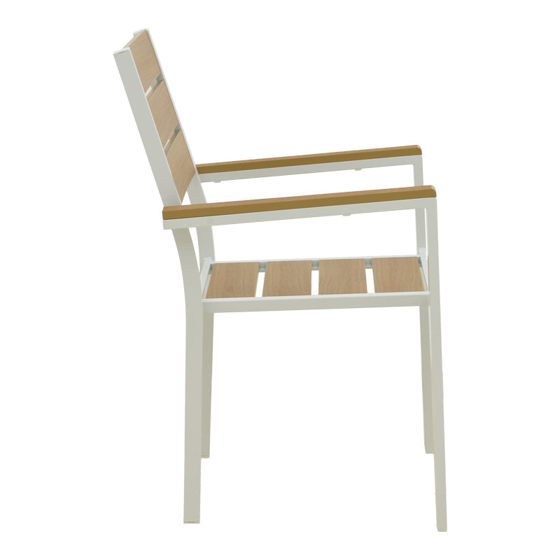Set grădină Dagyn Breze, Placaj, Alb, 240x90x76 cm