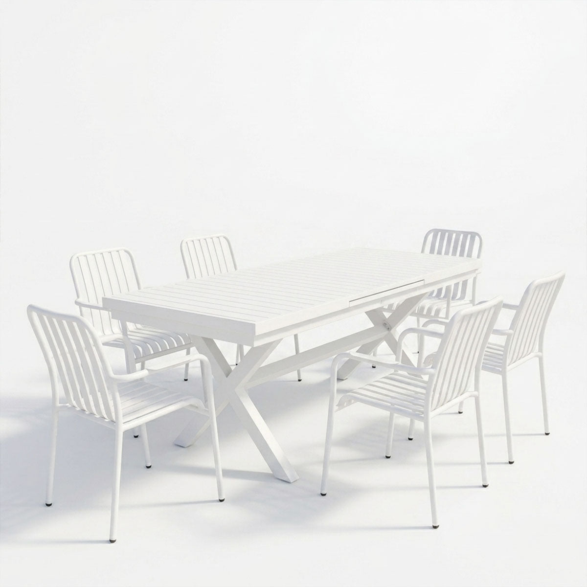 Set grădină Dagyn Vista, Aluminiu, Alb, 240x90x76 cm