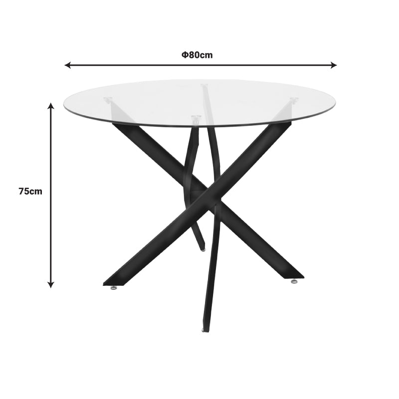Set masă și scaune Ezra & Antoro, Sticlă, Alb, Ø100x75 cm
