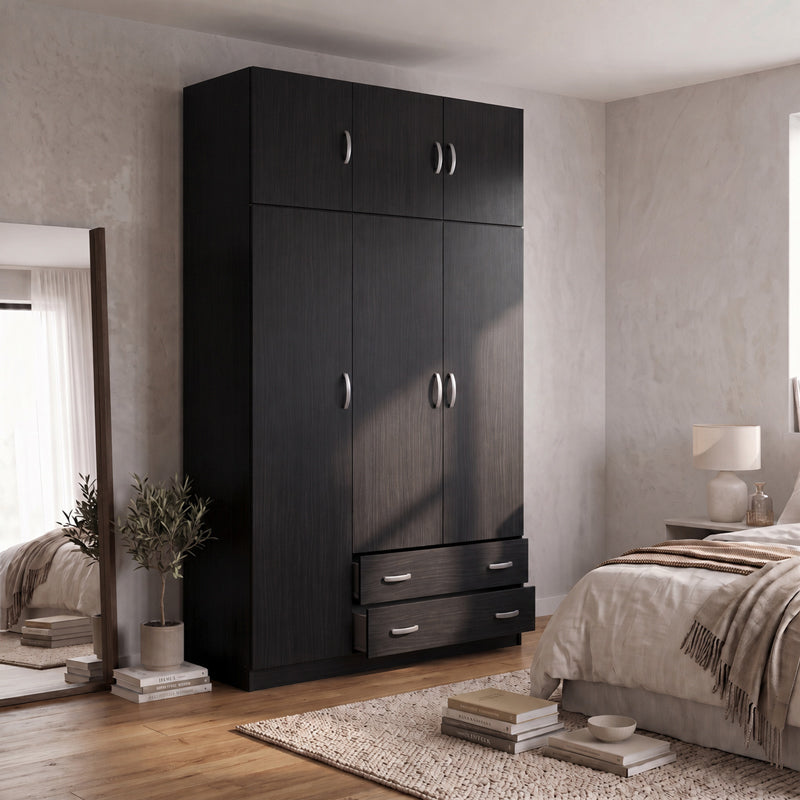 Dulap de haine Alvia, 3 uși, cu extensie superioară, Diverse culori, 150x51x240 cm - Wenge | SKU: 200-002082 | Dulap de haine Alvia, 3 uși, cu extensie superioară, 150x51x240 cm, varianta Wenge, produs pentru amenajarea locuinței, disponibil online în România la CasaMob