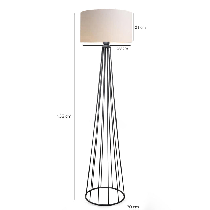 Lampa de podea Firdo I E27 tesatura crem -metal negru Ö38x121cm