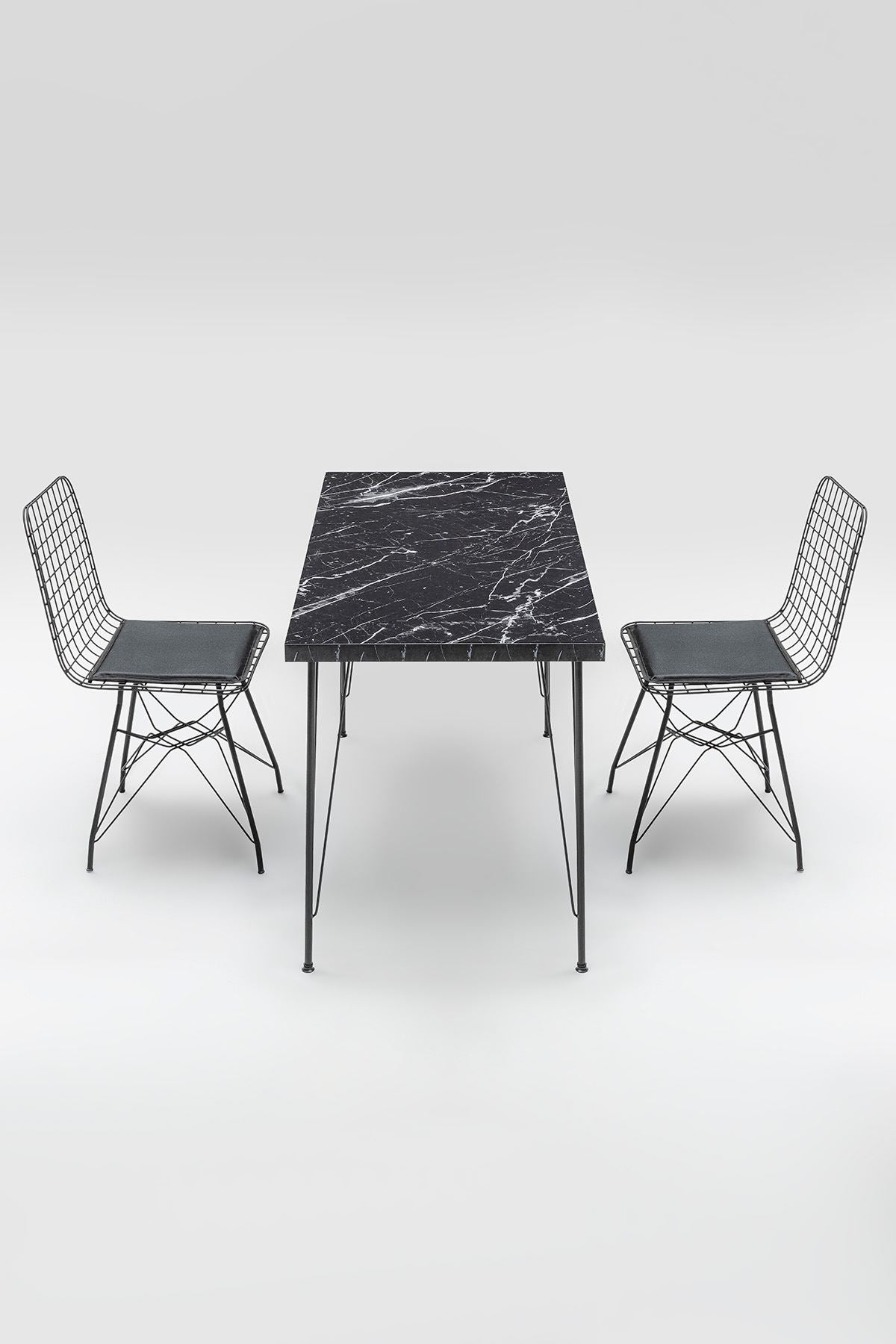 Masă cu scaune 5 bucăți Bndymk001, Negru, 120x60x72 cm