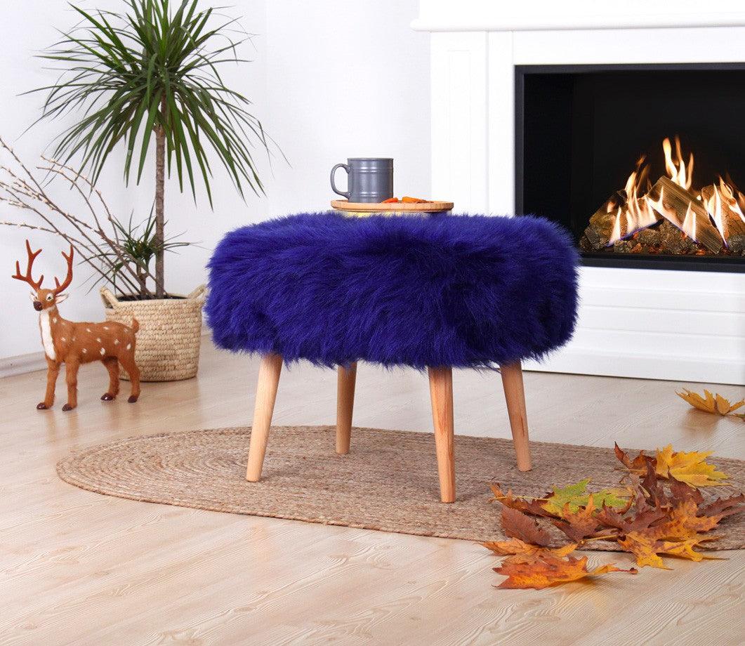 Taburet Puf Lux , Alb - Galben - Mov, 42x45x50 cm - Violet, SKU 209FLF1135