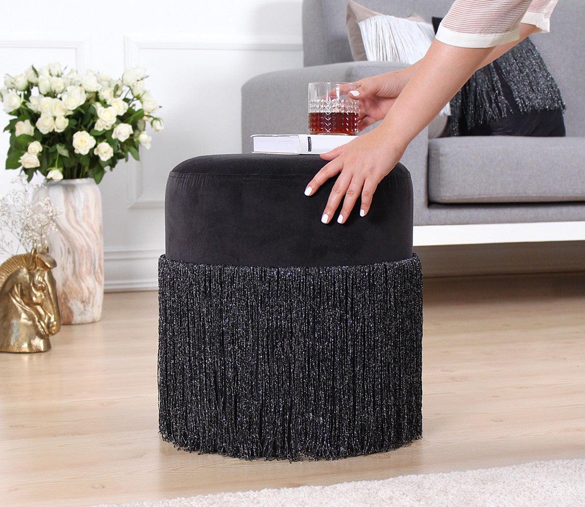 Puf, Gri, 45x40x45 cm - Negru, SKU 209FLF1254