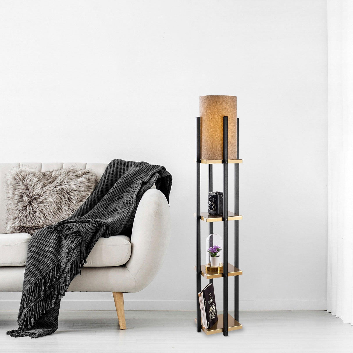 Lampadar Square 7111 - Auriu Negru, SKU 211LMP1101