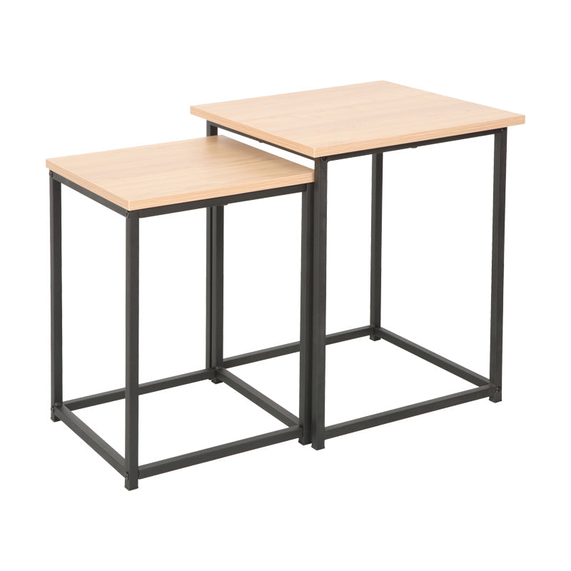 Set 2 măsuțe laterale Quano, Metal, Natural-Negru
