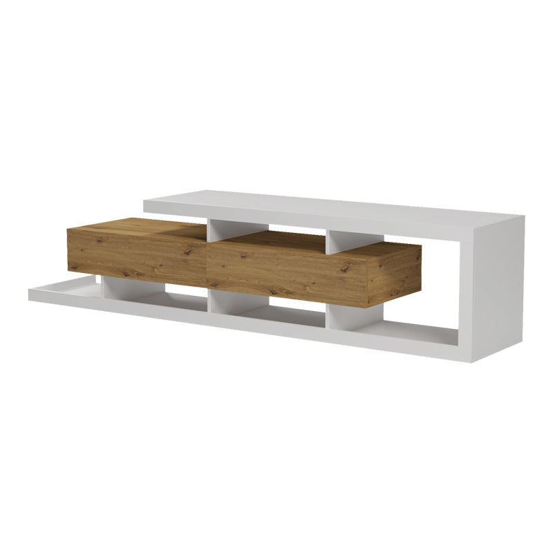 Comodă TV Arbero, Diverse culori, 198x40x45 cm - Alb-Stejar | SKU: 230-000280 | Comodă TV Arbero, 198x40x45 cm, varianta Alb-Stejar, produs pentru amenajarea locuinței, disponibil online în România la CasaMob