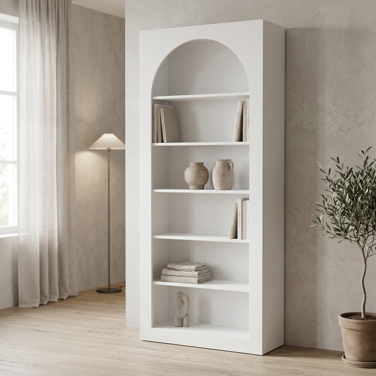 Bibliotecă Boke, Alb, 80x32x180 cm