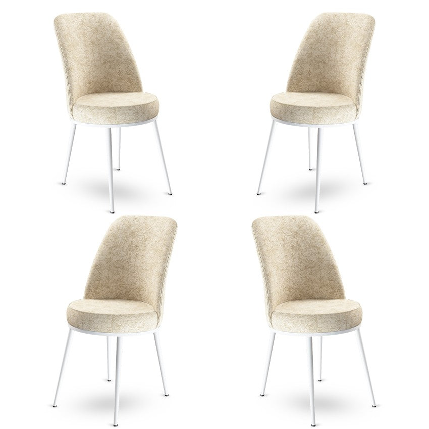 Set de scaune Dexa, Diverse culori, Diverse configurații, 45x42x89 cm - Crem - Alb - 4 bucăți | SKU: 240CHR1383 | Set de scaune Dexa, 45x42x89 cm, varianta Crem - Alb - 4 bucăți, produs pentru amenajarea locuinței, disponibil online în România la CasaMob