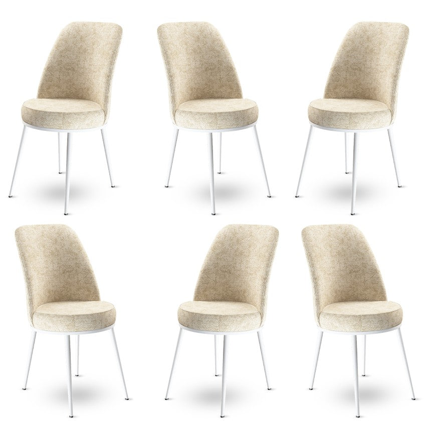 Set de scaune Dexa, Diverse culori, Diverse configurații, 45x42x89 cm - Crem - Alb - 6 bucăți | SKU: 240CHR1388 | Set de scaune Dexa, 45x42x89 cm, varianta Crem - Alb - 6 bucăți, produs pentru amenajarea locuinței, disponibil online în România la CasaMob