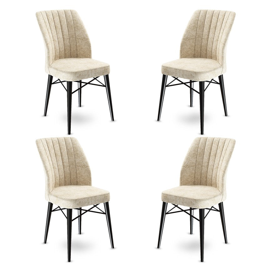 Set de scaune Flex, Diverse culori, Diverse configurații, 45x42x93 cm - Crem - Negru - 4 bucăți | SKU: 240CHR1414 | Set de scaune Flex, 45x42x93 cm, varianta Crem - Negru - 4 bucăți, produs pentru amenajarea locuinței, disponibil online în România la CasaMob
