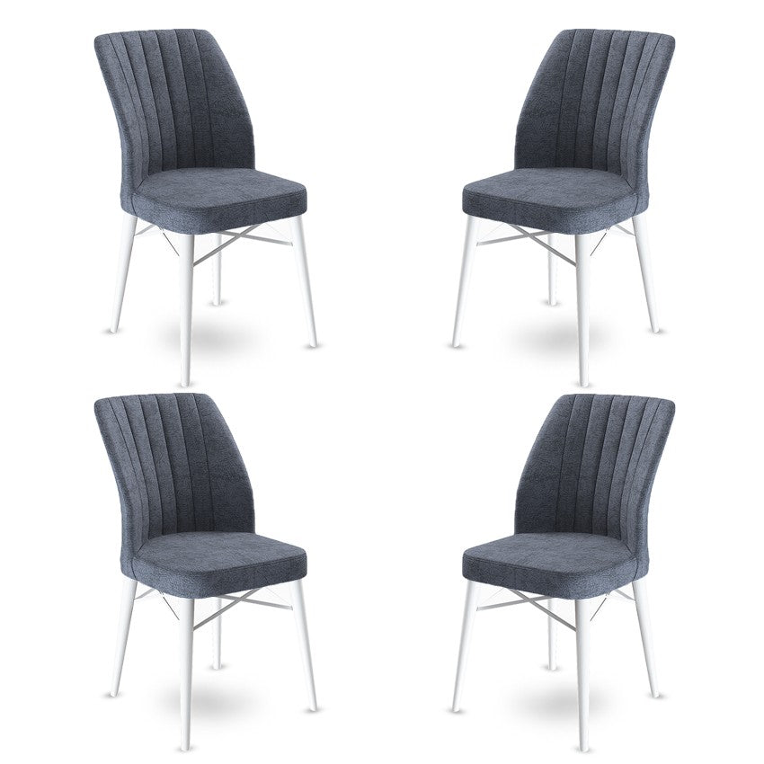 Set de scaune Flex, Diverse culori, Diverse configurații, 45x42x93 cm - Fumuriu - Alb - 4 bucăți | SKU: 240CHR1428 | Set de scaune Flex, 45x42x93 cm, varianta Fumuriu - Alb - 4 bucăți, produs pentru amenajarea locuinței, disponibil online în România la CasaMob