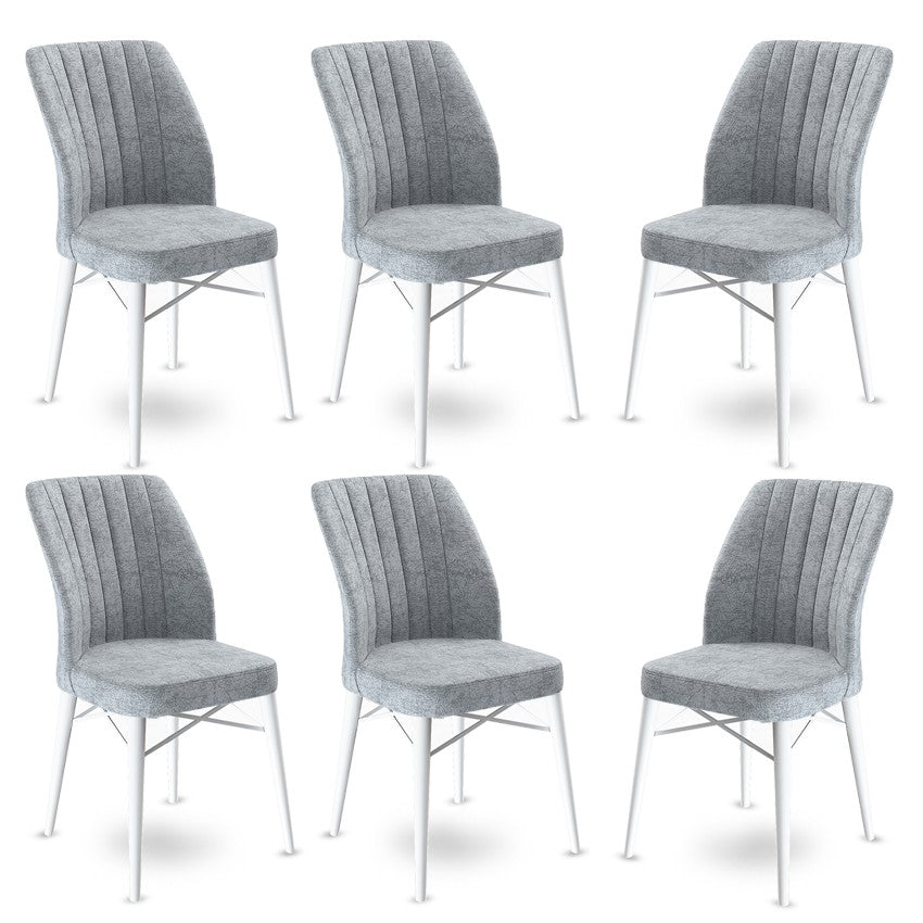 Set de scaune Flex, Diverse culori, Diverse configurații, 45x42x93 cm - Gri - Alb - 6 bucăți | SKU: 240CHR1431 | Set de scaune Flex, 45x42x93 cm, varianta Gri - Alb - 6 bucăți, produs pentru amenajarea locuinței, disponibil online în România la CasaMob