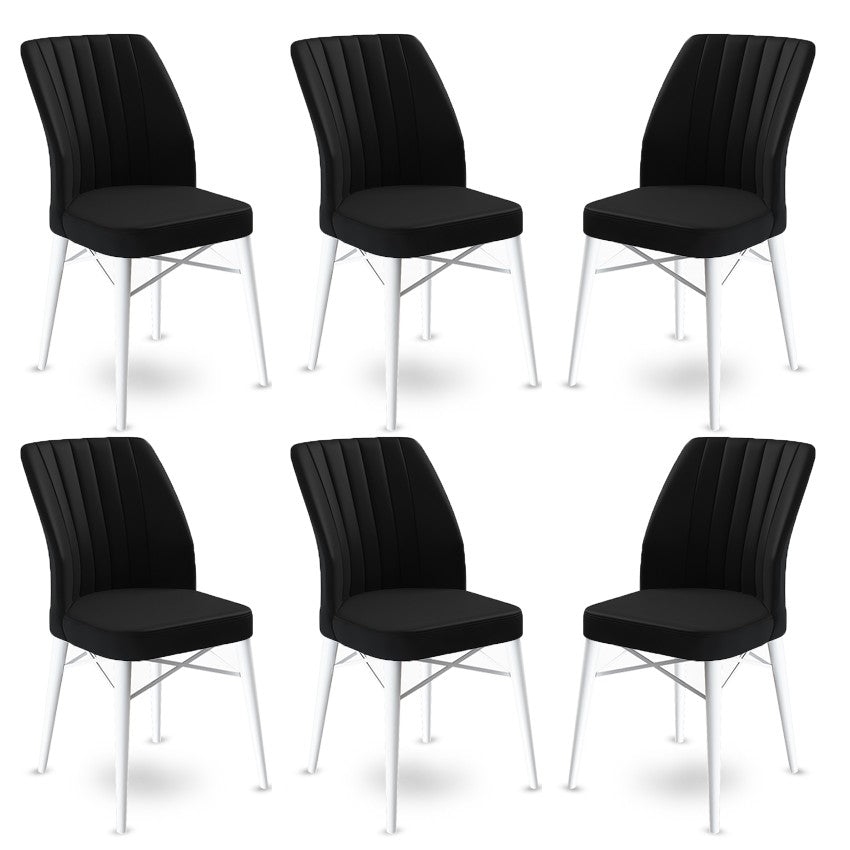 Set de scaune Flex, Diverse culori, Diverse configurații, 45x42x93 cm - Negru - Alb - 6 bucăți | SKU: 240CHR1435 | Set de scaune Flex, 45x42x93 cm, varianta Negru - Alb - 6 bucăți, produs pentru amenajarea locuinței, disponibil online în România la CasaMob