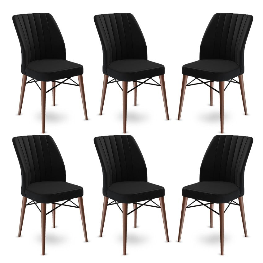 Set de scaune Flex, Diverse culori, Diverse configurații, 45x42x93 cm - Negru - Maro - 6 bucăți | SKU: 240CHR1450 | Set de scaune Flex, 45x42x93 cm, varianta Negru - Maro - 6 bucăți, produs pentru amenajarea locuinței, disponibil online în România la CasaMob