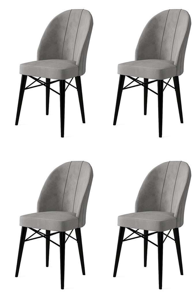 Set de scaune Ritim, Diverse culori, Diverse configurații, 44x42x96 cm - Gri - Negru - 4 bucăți | SKU: 240CHR1458 | Set de scaune Ritim, 44x42x96 cm, varianta Gri - Negru - 4 bucăți, produs pentru amenajarea locuinței, disponibil online în România la CasaMob