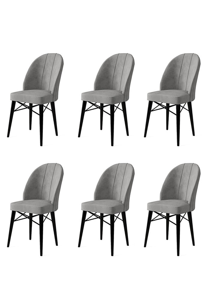 Set de scaune Ritim, Diverse culori, Diverse configurații, 44x42x96 cm - Gri - Negru - 6 bucăți | SKU: 240CHR1463 | Set de scaune Ritim, 44x42x96 cm, varianta Gri - Negru - 6 bucăți, produs pentru amenajarea locuinței, disponibil online în România la CasaMob