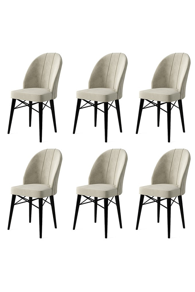 Set de scaune Ritim, Diverse culori, Diverse configurații, 44x42x96 cm - Crem - Negru - 6 bucăți | SKU: 240CHR1464 | Set de scaune Ritim, 44x42x96 cm, varianta Crem - Negru - 6 bucăți, produs pentru amenajarea locuinței, disponibil online în România la CasaMob