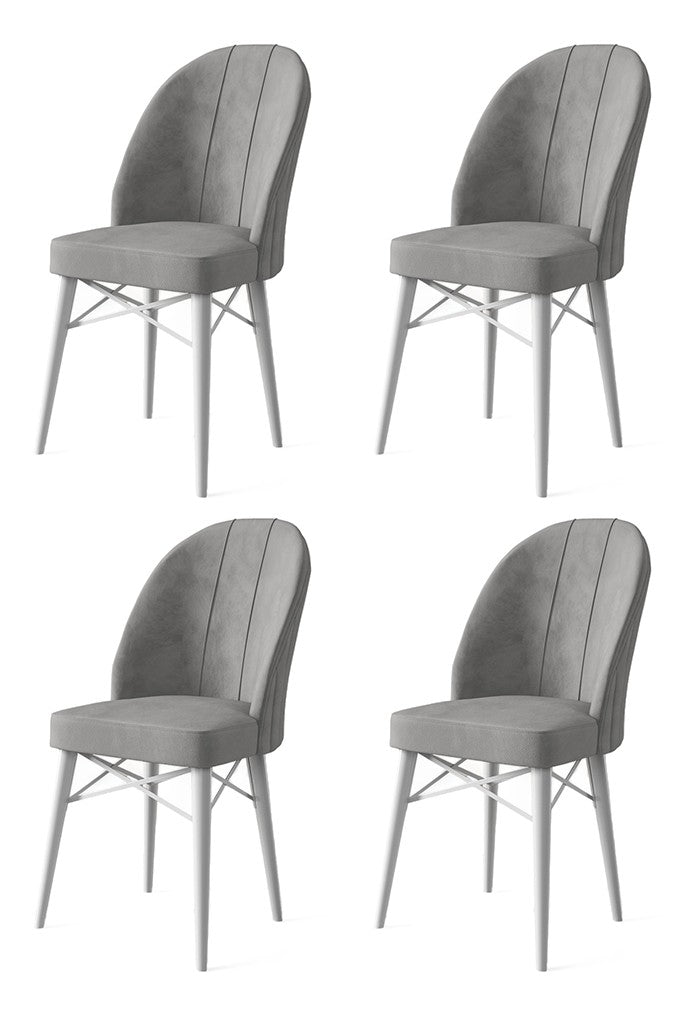 Set de scaune Ritim, Diverse culori, Diverse configurații, 44x42x96 cm - Gri - Alb - 4 bucăți | SKU: 240CHR1473 | Set de scaune Ritim, 44x42x96 cm, varianta Gri - Alb - 4 bucăți, produs pentru amenajarea locuinței, disponibil online în România la CasaMob