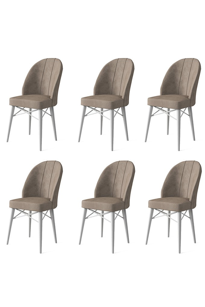 Set de scaune Ritim, Diverse culori, Diverse configurații, 44x42x96 cm - Cappuccino - Alb - 6 bucăți | SKU: 240CHR1477 | Set de scaune Ritim, 44x42x96 cm, varianta Cappuccino - Alb - 6 bucăți, produs pentru amenajarea locuinței, disponibil online în România la CasaMob