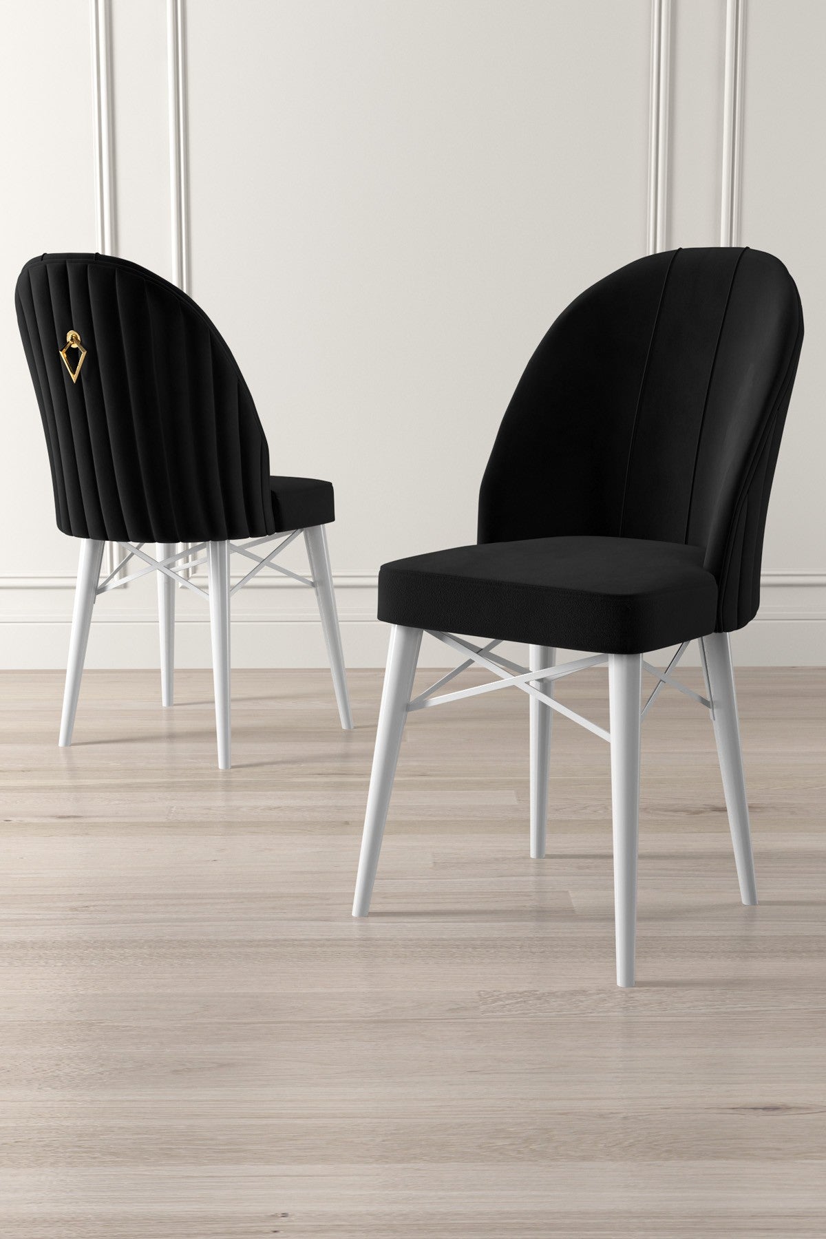 Set de scaune Ritim, Diverse culori, Diverse configurații, 44x42x96 cm - Negru - Alb - 6 bucăți | SKU: 240CHR1480 | Set de scaune Ritim, 44x42x96 cm, varianta Negru - Alb - 6 bucăți, produs pentru amenajarea locuinței, disponibil online în România la CasaMob