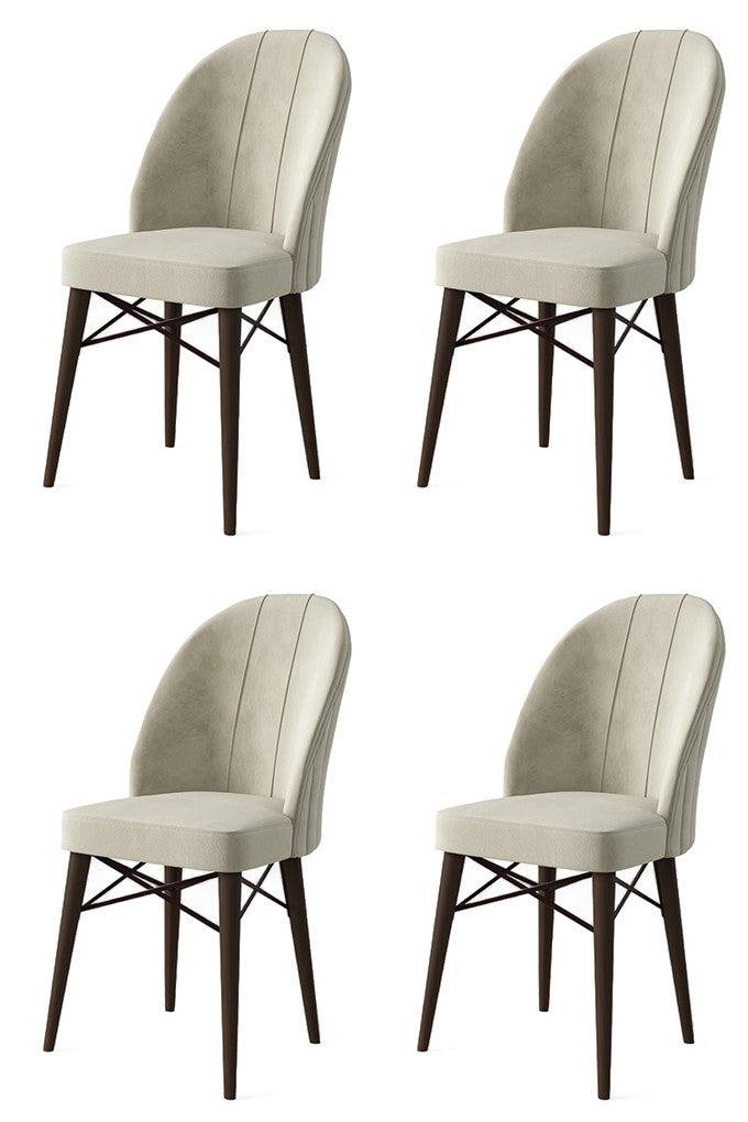 Set de scaune Ritim, Diverse culori, Diverse configurații, 44x42x96 cm - Crem - Maro - 4 bucăți | SKU: 240CHR1489 | Set de scaune Ritim, 44x42x96 cm, varianta Crem - Maro - 4 bucăți, produs pentru amenajarea locuinței, disponibil online în România la CasaMob