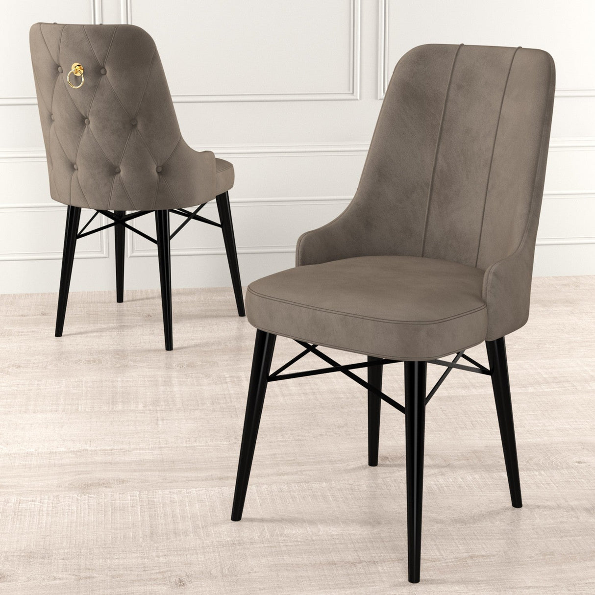 Set de scaune Pare, Diverse culori, Diverse configurații, 46x46x94 cm - Cappuccino - Negru - 6 bucăți | SKU: 240CHR1508 | Set de scaune Pare, 46x46x94 cm, varianta Cappuccino - Negru - 6 bucăți, produs pentru amenajarea locuinței, disponibil online în România la CasaMob