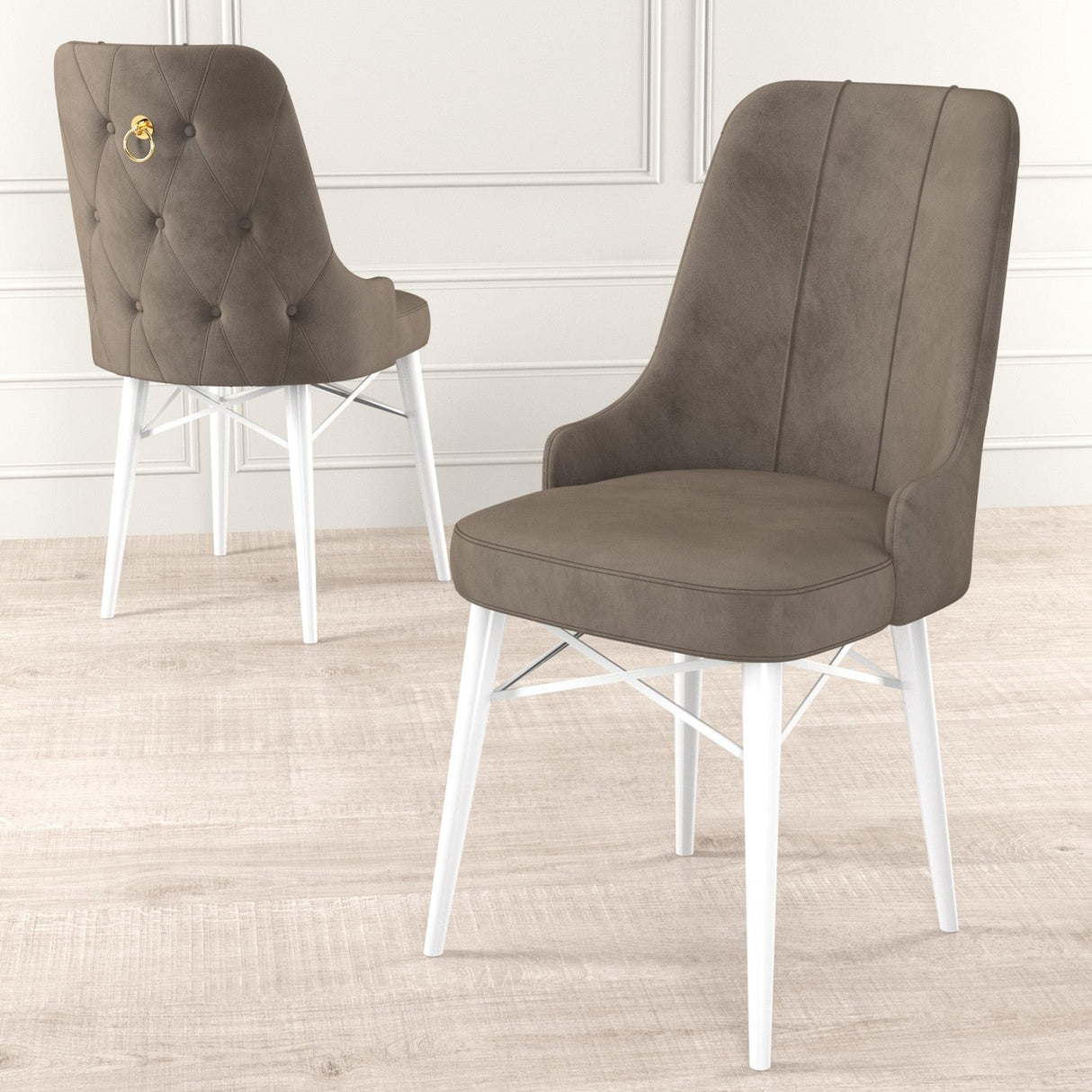 Set de scaune Pare, Diverse culori, Diverse configurații, 46x46x94 cm - Cappuccino - Alb - 4 bucăți | SKU: 240CHR1518 | Set de scaune Pare, 46x46x94 cm, varianta Cappuccino - Alb - 4 bucăți, produs pentru amenajarea locuinței, disponibil online în România la CasaMob