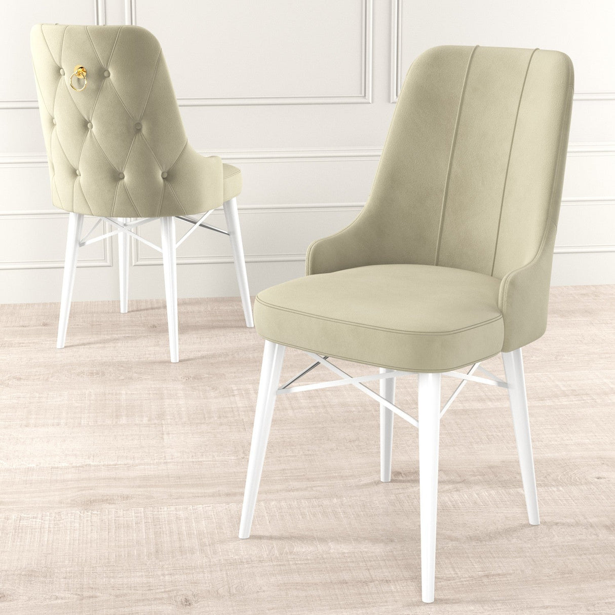 Set de scaune Pare, Diverse culori, Diverse configurații, 46x46x94 cm - Crem - Alb - 4 bucăți | SKU: 240CHR1520 | Set de scaune Pare, 46x46x94 cm, varianta Crem - Alb - 4 bucăți, produs pentru amenajarea locuinței, disponibil online în România la CasaMob