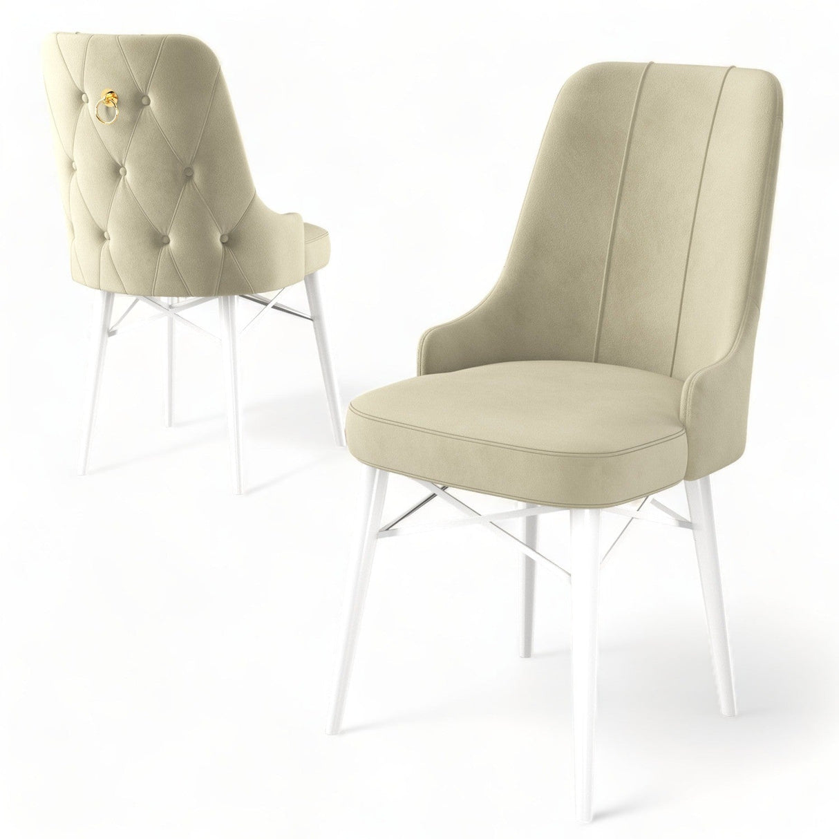 Set de scaune Pare, Diverse culori, Diverse configurații, 46x46x94 cm - Crem - Alb - 6 bucăți | SKU: 240CHR1525 | Set de scaune Pare, 46x46x94 cm, varianta Crem - Alb - 6 bucăți, produs pentru amenajarea locuinței, disponibil online în România la CasaMob