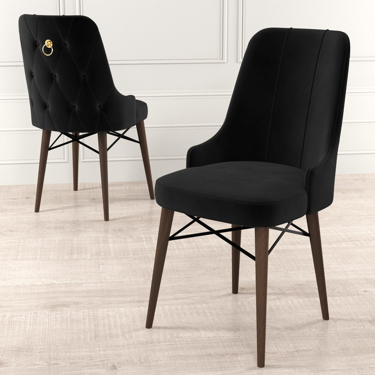 Set de scaune Pare, Diverse culori, Diverse configurații, 46x46x94 cm - Negru - Maro - 4 bucăți | SKU: 240CHR1536 | Set de scaune Pare, 46x46x94 cm, varianta Negru - Maro - 4 bucăți, produs pentru amenajarea locuinței, disponibil online în România la CasaMob
