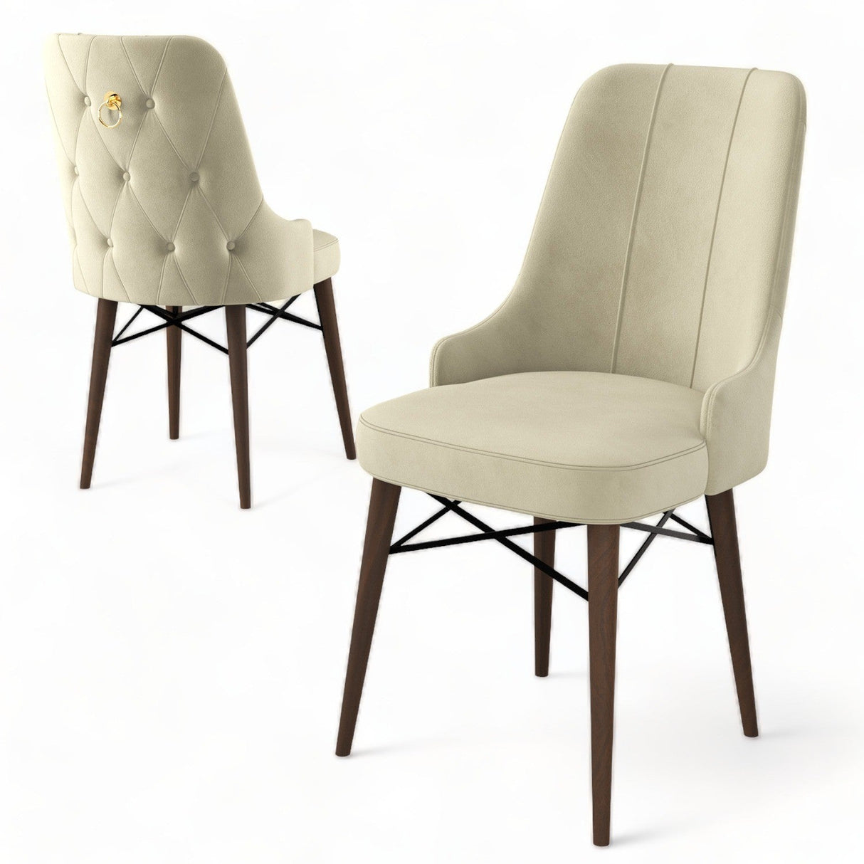 Set de scaune Pare, Diverse culori, Diverse configurații, 46x46x94 cm - Crem - Maro - 6 bucăți | SKU: 240CHR1540 | Set de scaune Pare, 46x46x94 cm, varianta Crem - Maro - 6 bucăți, produs pentru amenajarea locuinței, disponibil online în România la CasaMob