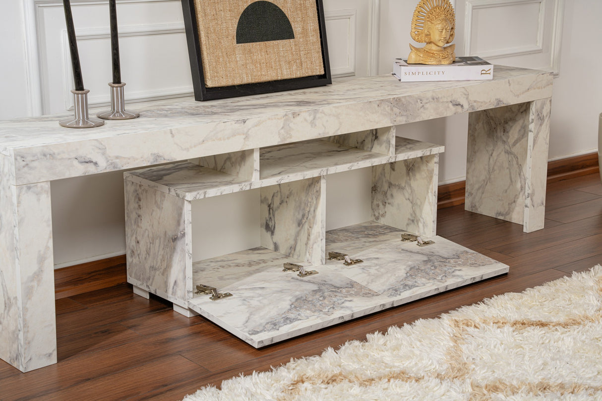 Comodă TV Enclave - Fressia Marble, Freesia marble, 180x31x50 cm