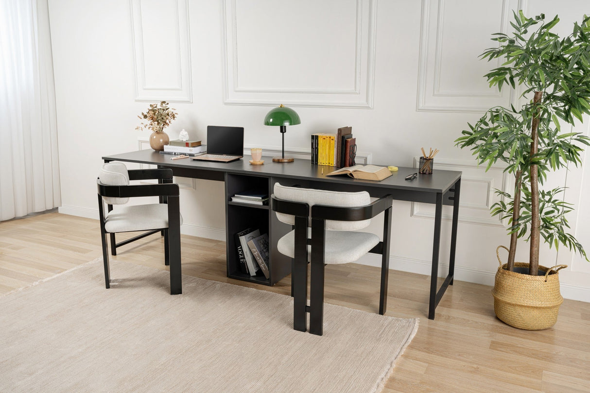 Birou Twin, Diverse culori, 240x60x74 cm - Antracit - Negru | SKU: 241NRD1104 | Birou Twin, 240x60x74 cm, varianta Antracit - Negru, produs pentru amenajarea locuinței, disponibil online în România la CasaMob