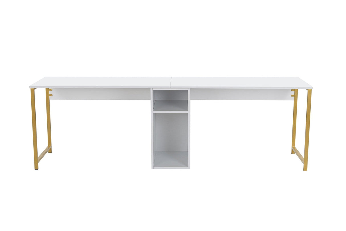 Birou Twin, Diverse culori, 240x60x74 cm - Alb - Auriu | SKU: 241NRD1105 | Birou Twin, 240x60x74 cm, varianta Alb - Auriu, produs pentru amenajarea locuinței, disponibil online în România la CasaMob