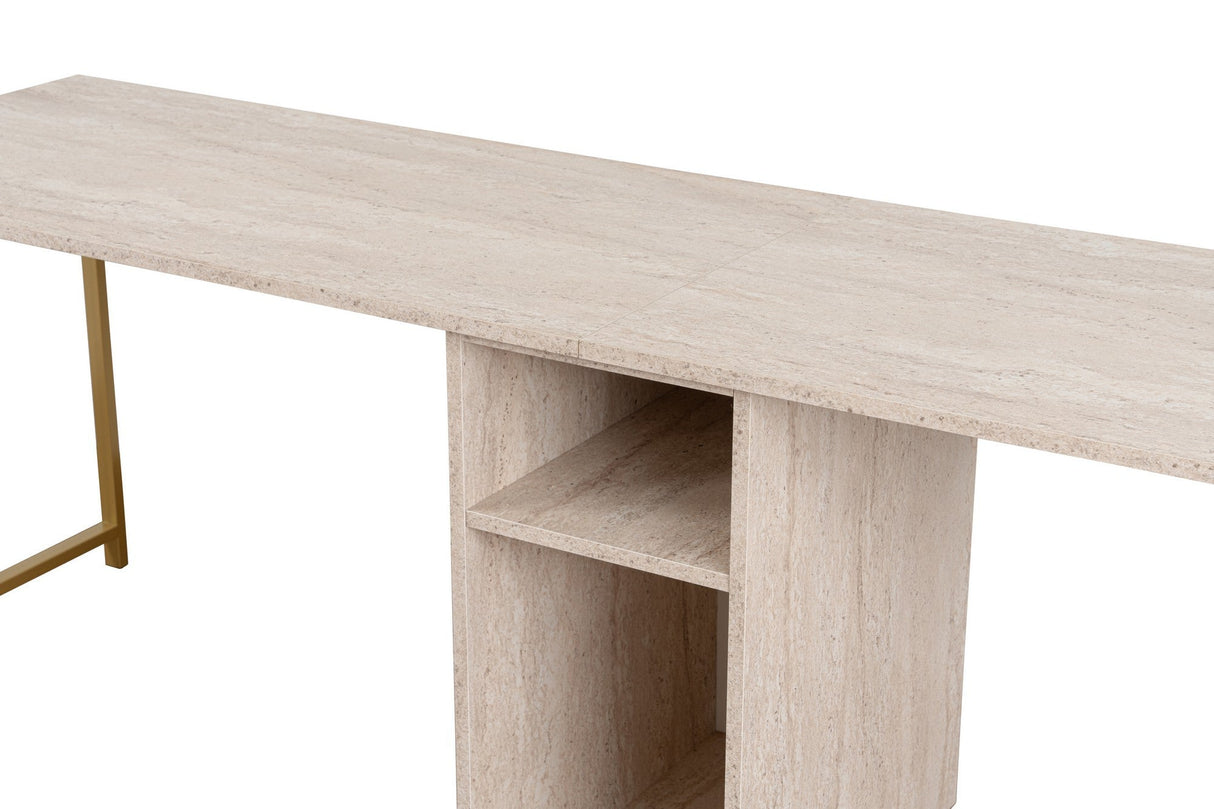 Birou Twin, Diverse culori, 240x60x74 cm - Travertin - Auriu | SKU: 241NRD1107 | Birou Twin, 240x60x74 cm, varianta Travertin - Auriu, produs pentru amenajarea locuinței, disponibil online în România la CasaMob