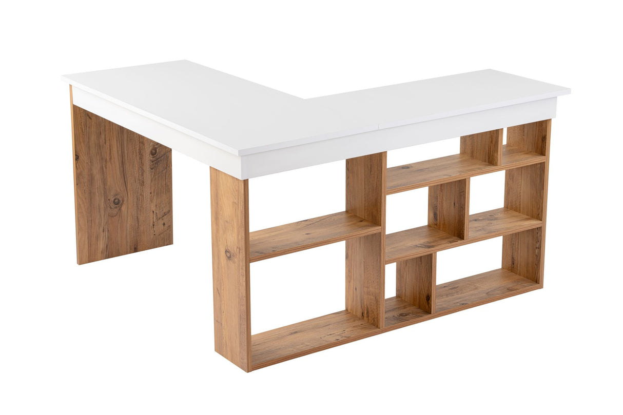 Birou Vesper, Alb - Pin atlantic, 130x120x72 cm